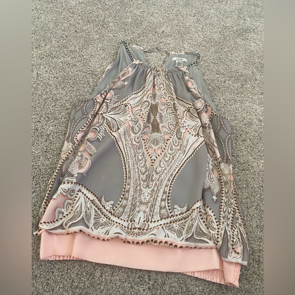 Cache Gray and Blush Paisley Halter Camisole
